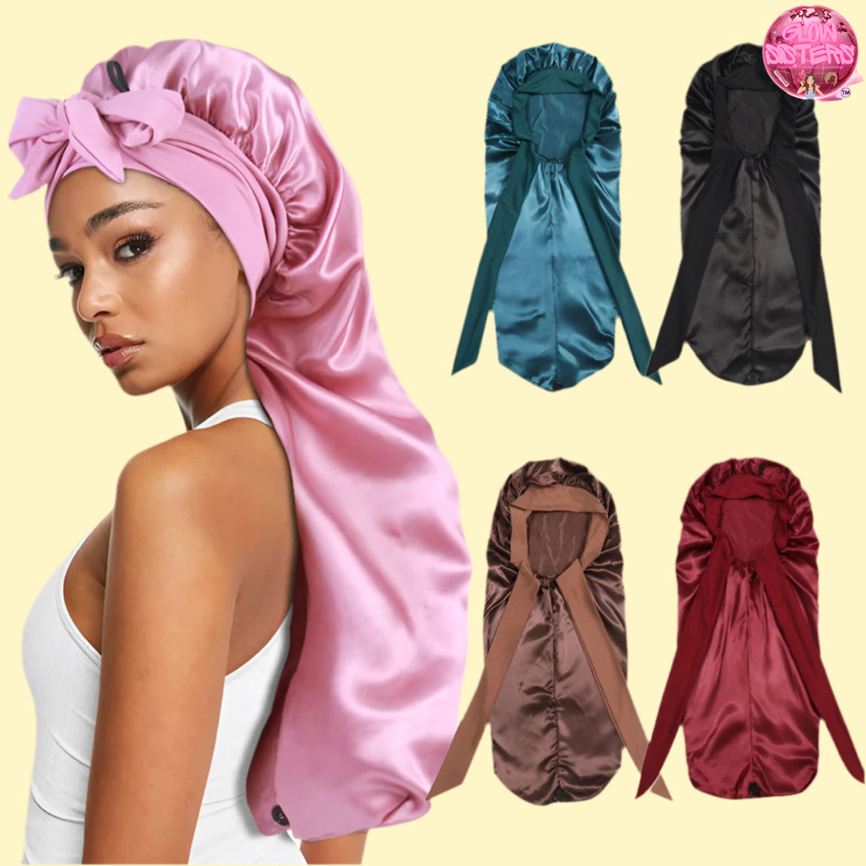 Glow Sisters™ Bonnet - Extra Lang, Satin
